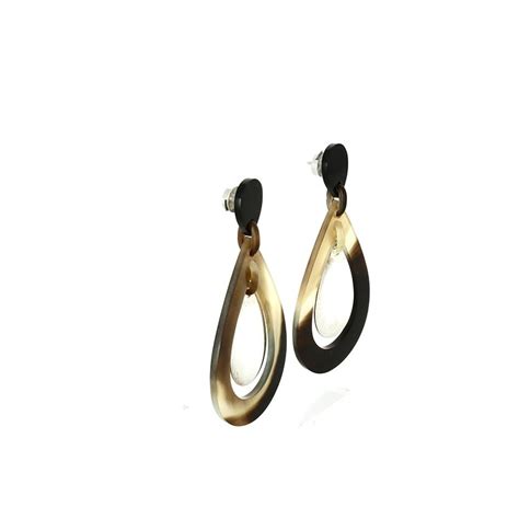 boucles d oreilles hermes en corne|Corne bois .